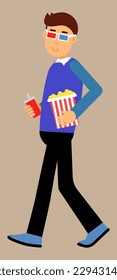 man with popcorn came to the cinema