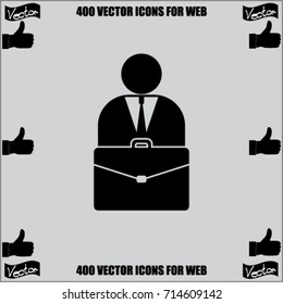 Man and portfolio vector icon