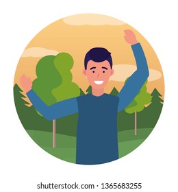 man portrait avatar round icon
