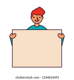 man portrait with blank banner