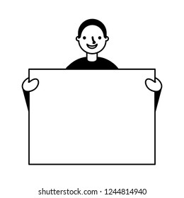 man portrait with blank banner