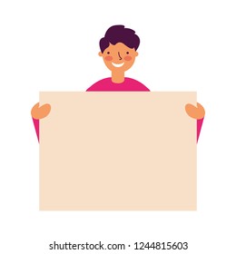 man portrait with blank banner
