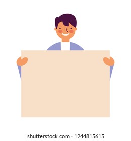man portrait with blank banner