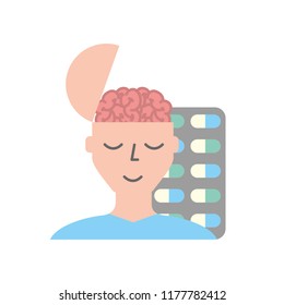 man portrait brain medication mental care