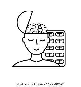man portrait brain medication mental care