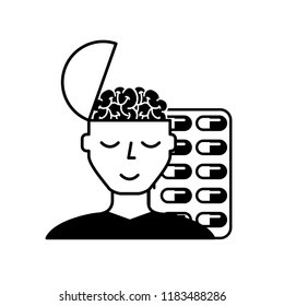 man portrait brain medication mental care
