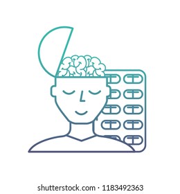 man portrait brain medication mental care