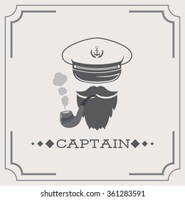 man  portrait character, captain, simple illustration 