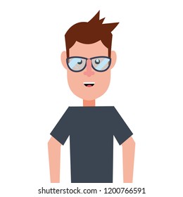 man portrait character on white background