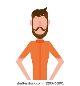 man portrait character on white background