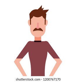 man portrait character on white background