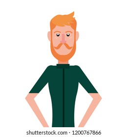 man portrait character on white background