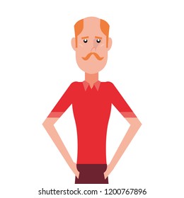 man portrait character on white background