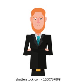 man portrait character on white background