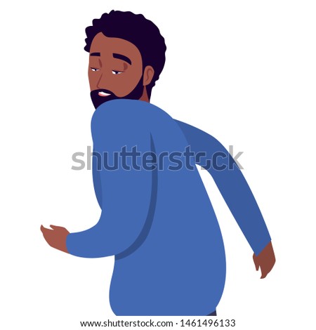 man portrait character on white background