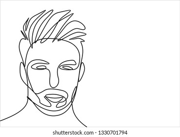 Man portrait. Continuous line