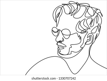 Man portrait. Continuous line