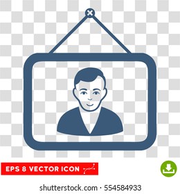 Man Portrait EPS vector pictograph. Illustration style is flat iconic blue symbol on chess transparent background.