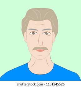 Man portrait gray hair mustache
