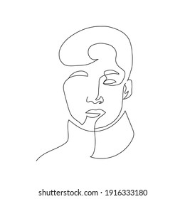 Man portrait hand drawn by one line. 