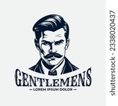 Man portrait logo design, silhouette vintage style logo illustration, Gentlemen logo, handsome man