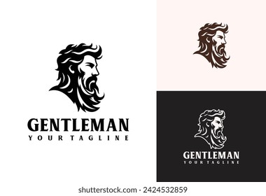 Man portrait logo design, silhouette vintage style logo illustration, Gentlemen logo, handsome man