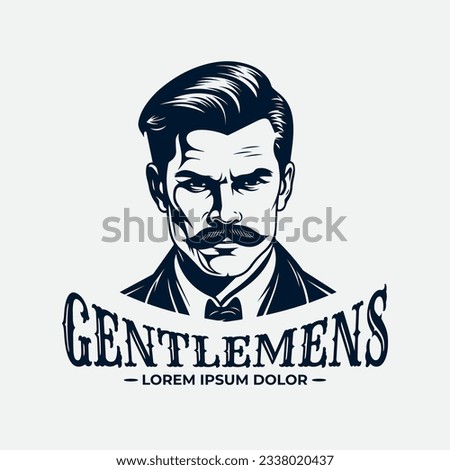 Man portrait logo design, silhouette vintage style logo illustration, Gentlemen logo, handsome man