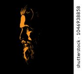 Man portrait silhouette in backlight. Vector. Illustration.