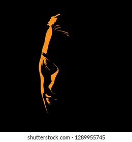 Man portrait silhouette in backlight. Vector.