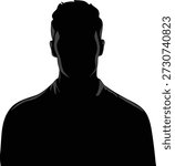 Man portrait silhouette, human face in shadow vector clip art, passport photo avatar