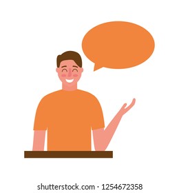man portrait speech bubble
