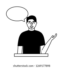 man portrait speech bubble