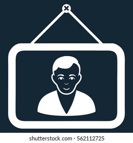 Man Portrait vector icon. Flat white symbol. Pictogram is isolated on a dark blue background. Designed for web and software interfaces.