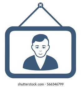 Man Portrait vector icon. Flat blue symbol. Pictogram is isolated on a white background. Designed for web and software interfaces.