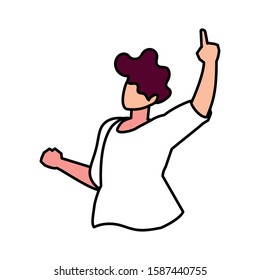 man in pose of dancing, party, on white background vector illustration design