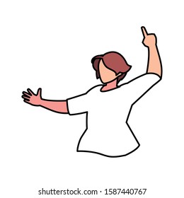 man in pose of dancing, party, on white background vector illustration design