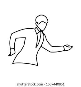 man in pose of dancing, party, on white background vector illustration design