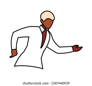 man in pose of dancing, party, on white background vector illustration design