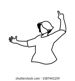 man in pose of dancing, party, on white background vector illustration design