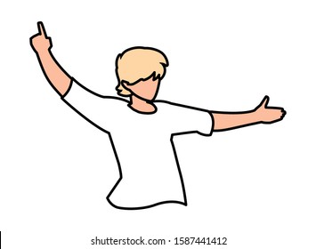 man in pose of dancing, party, on white background vector illustration design