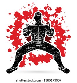 A Man pose Kung Fu fighting action graphic vector.