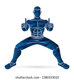 A Man pose Kung Fu fighting action graphic vector.