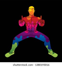 A Man pose Kung Fu fighting action graphic vector.