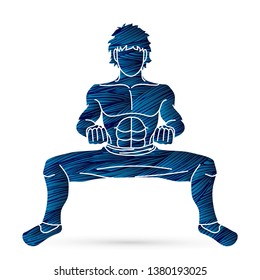 A Man pose Kung Fu fighting action graphic vector.
