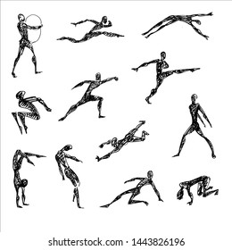 man poses siluetstyle black scetch