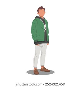 Hombre posando en trajes con estilo casual ilustración de diseño plano. (vol 6)