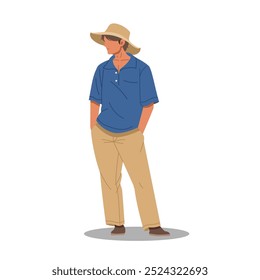man posing in casual stylish outfits flat design illustration. (vol 4)