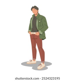 man posing in casual stylish outfits flat design illustration. (vol 2)