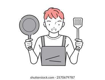 A man posing with cooking utensils