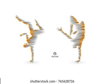 Man is posing and dancing. 3d model of man. Sport symbol. Vector illustration.